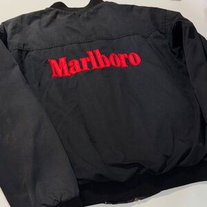 90s Vintage Marlboro Black Jacket with Vibrant‎ Red Embroidery